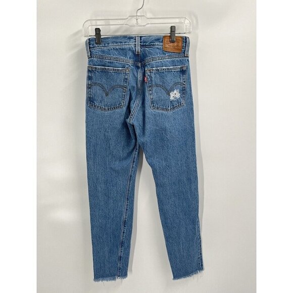 Levis Premium Denim Wedgie High Rise Jeans Button Fly Distressed Sz 25 - Picture 6 of 7